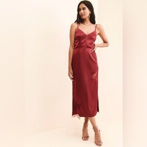 NWT! Free People Wine Allina Liu Calla Slip Dress - Size 6 🚦